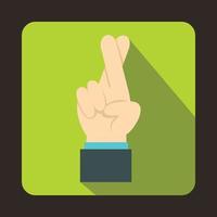 Fingers crossed icon in flat style vector