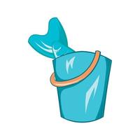 Bucket of fish icon, cartoon style vector