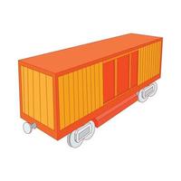 Railway cargo container icon, cartoon style vector
