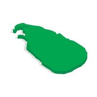 Green map of Sri Lanka icon, isometric 3d style vector