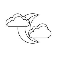 Moon and clouds icon, outline style vector