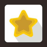 Golden shiny star icon, flat style vector