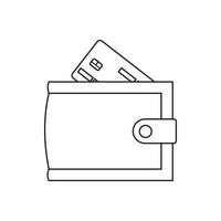 Wallet with credit card and cash icon vector