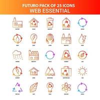 naranja futuro 25 conjunto de iconos esenciales web vector