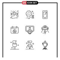 Pack of 9 Modern Outlines Signs and Symbols for Web Print Media such as user islamic phone feast samsung Editable Vector Design Elements