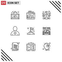 9 Thematic Vector Outlines and Editable Symbols of finish new hobby follow yin yang Editable Vector Design Elements