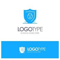 Internet Shield Lock Security Blue Solid Logo with place for tagline vector