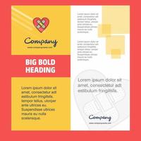 Heart Company Brochure Title Page Design Company profile annual report presentations leaflet Vector Background