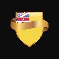 Niue flag Golden badge design vector