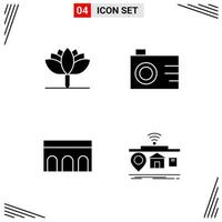 4 Icons Solid Style Grid Based Creative Glyph Symbols for Website Design Simple Solid Icon Signs Isolated on White Background 4 Icon Set Creative Black Icon vector background