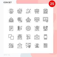 Group of 25 Lines Signs and Symbols for cup science formula galaxy science chemistry Editable Vector Design Elements