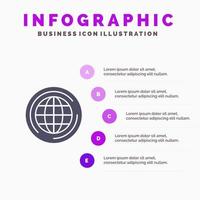 mundo globo grande pensar sólido icono infografía 5 pasos presentación antecedentes vector