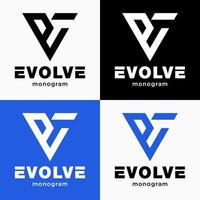 Letter V EV VE Monogram Alphabet Choice Style Triangle Brand Identity Logo Design Vector