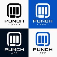 Set Hand Punch Fist Digital App Identity Martial Art Logo Design Vector