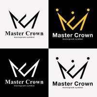 Set Letter M CM MC Monogram Luxury Style Elegant Crown King Queen Brand Identity Logo Design Vector