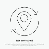 Arrow Location Map Marker Pin Line Icon Vector