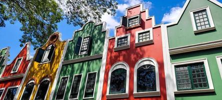 colorful houses of Holambra with city street view photo