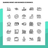 conjunto de iconos de línea de dinero bancario y economía empresarial conjunto de 25 iconos diseño de estilo minimalista vectorial conjunto de iconos negros paquete de pictogramas lineales vector