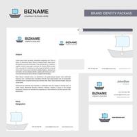 Boat Business Letterhead Envelope and visiting Card Design vector template