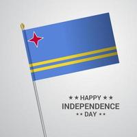diseño tipográfico del día de la independencia de aruba con vector de bandera