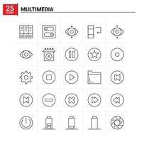 25 Multimedia icon set vector background