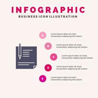 Contract Document File Page Paper Sign Signing Solid Icon Infographics 5 Steps Presentation Background vector