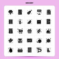 Solid 25 Grocery Icon set Vector Glyph Style Design Black Icons Set Web and Mobile Business ideas design Vector Illustration