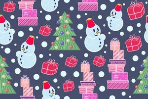 Colorful Christmas seamless pattern. Repeating abstract pattern with repeating decorative elements. vector