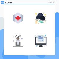 Pack of 4 Modern Flat Icons Signs and Symbols for Web Print Media such as flag summer leaf discount oil Editable Vector Design Elements