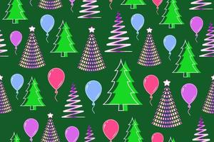 Colorful Christmas seamless pattern. Repeating abstract pattern with repeating decorative elements. vector