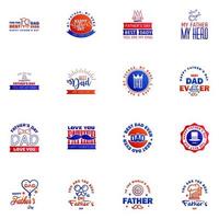 Happy fathers day 16 Blue and red Lettering happy fathers day Editable Vector Design Elements