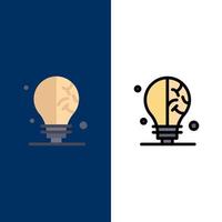 Bulb Idea Science  Icons Flat and Line Filled Icon Set Vector Blue Background