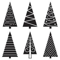 conjunto de árbol de navidad doodle ilustración dibujado a mano boceto línea vector