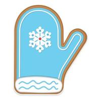 Christmas Ginger cookies mitten with snowflake, color Vector illustration.