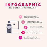 Conference Business Event Presentation Room Speaker Speech Solid Icon Infographics 5 Steps Presentation Background vector