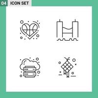 Editable Vector Line Pack of 4 Simple Filledline Flat Colors of ball river love cross hosting Editable Vector Design Elements