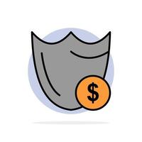 escudo guardia seguridad dólar abstracto círculo fondo plano color icono vector
