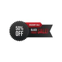 banner o etiqueta de venta de promoción de viernes negro con color negro y rojo vector