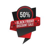 Black friday promotion sale banner or tag with black and red color vector