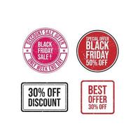 Black friday and discount sale grunge rubber stamp. Business concept sale discount stamp pictogram vector