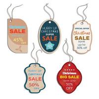 Christmas tags with lettering and hand drawn design elements vector