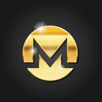 Golden shiny monero icon badge symbol vector