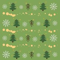 Boho pattern, postcard decorations, Christmas tree with lights, snowflakes, festive mood vector