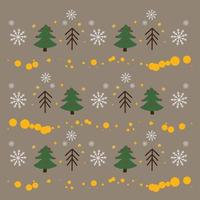decoraciones para postales, patrón boho, árbol de navidad con luces, copos de nieve, ambiente festivo vector