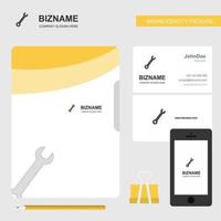 Wrench Business Logo File Cover Visiting Card and Mobile App Design Vector Illustration