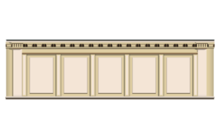 marmeren beige muur en kolom in realistisch stijl. oud gebouw facade. kleurrijk PNG illustratie.