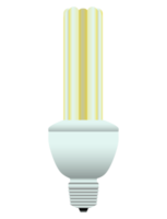 Spiral light bulb LED in realistic style. Incandescent and energy saving. Colorful PNG illustration.