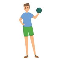 Relax playing bowling icon, cartoon style vector