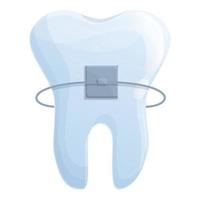 White dental braces icon, cartoon style vector