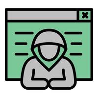 Web hacker icon outline vector. Cyber attack vector